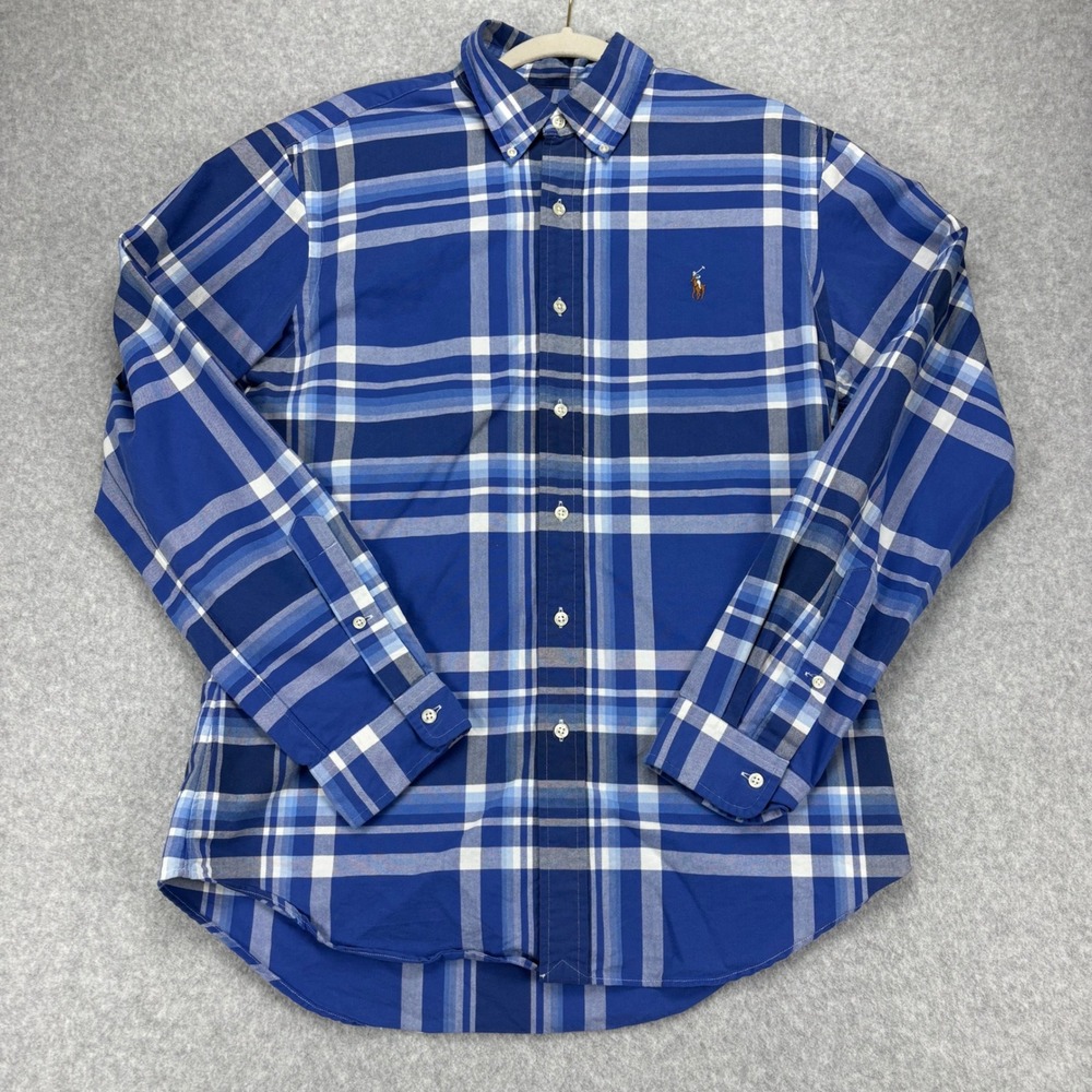 Polo Ralph Lauren Button Down Shirt Mens L Blue Plaid Long Sleeve ClassicPreppy